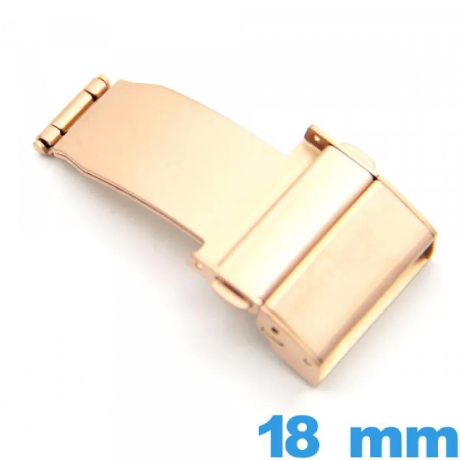 Pour Bracelet Métal|Déployante-Attache Or rose déployant 18 mm Acier bouton