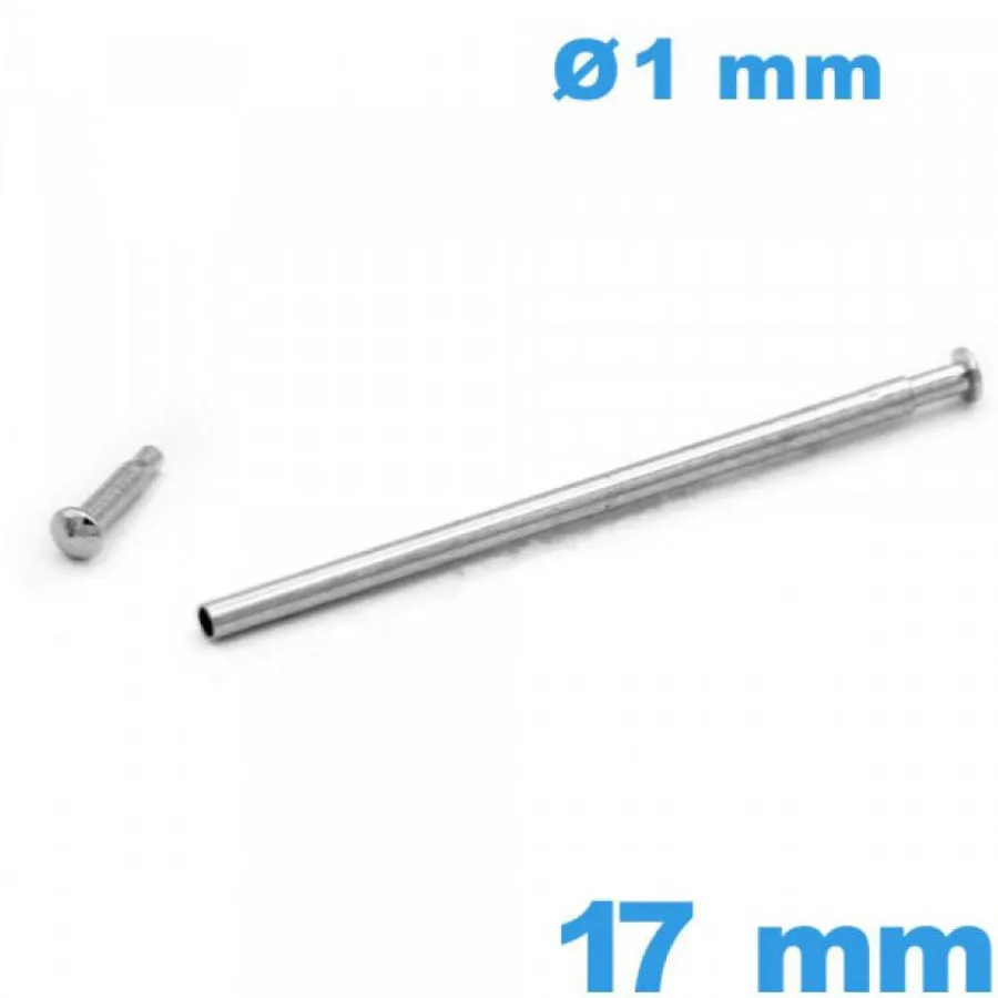 Barre À Rivet-Barre pour Bracelet de Montre avec Capuchon Pression 17 mm argenté