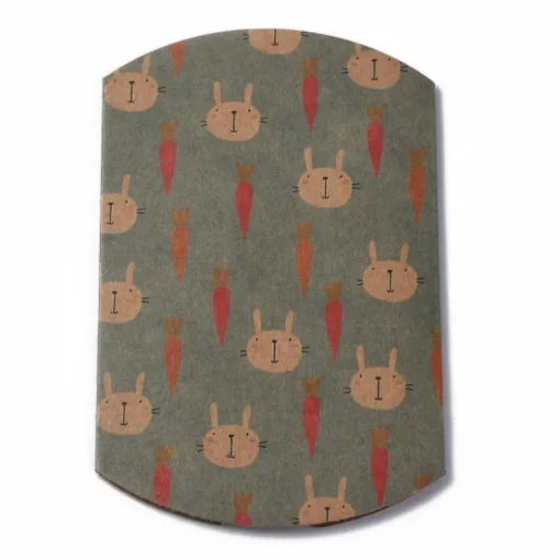 Berlingot-berlingot carton bleu papier kraft pour une fête d'anniversaire avec imprimés animalier ( carotte, lapin, )