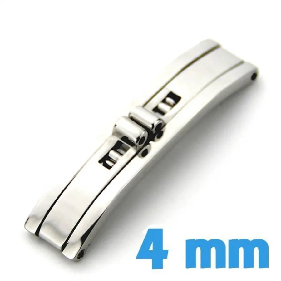 Pour Bracelet Métal|Déployante Double-Boucle 4 mm double déployante argentée