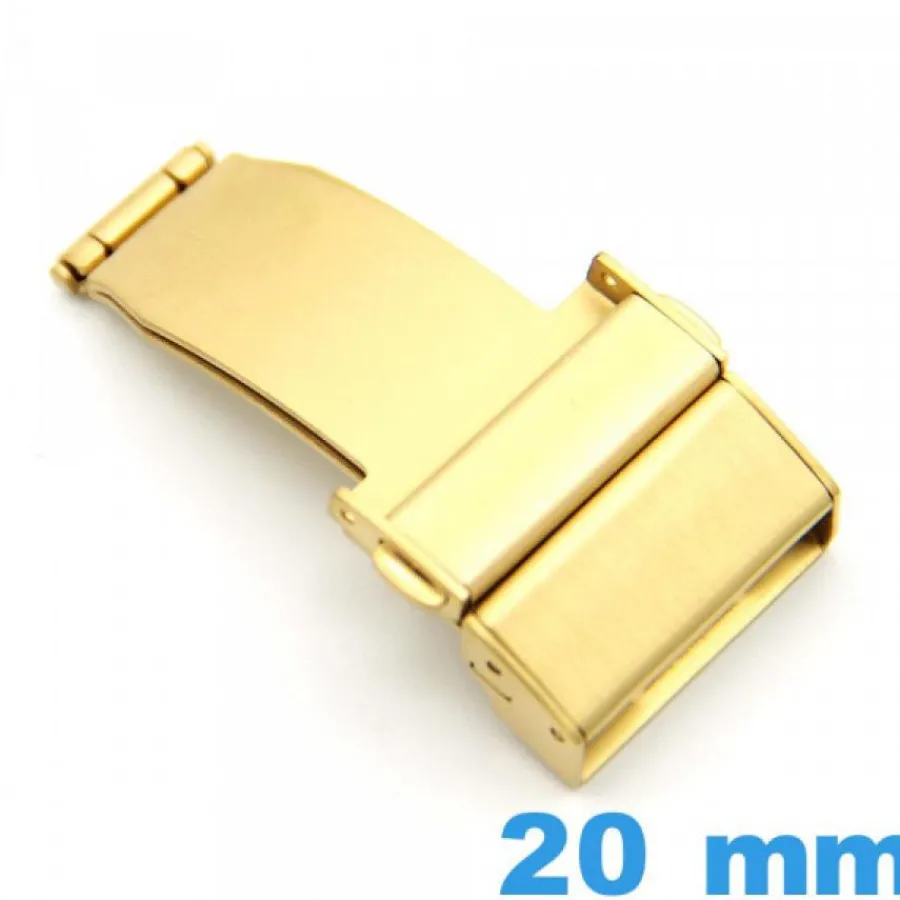 Pour Bracelet Métal|Déployante-Boucle 20 mm déployant Doré Acier bouton