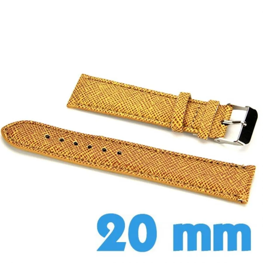 Bracelet Cuir Pour Montre-Bracelet 2 cm Jaune pour montre Cuir Synthétique grain