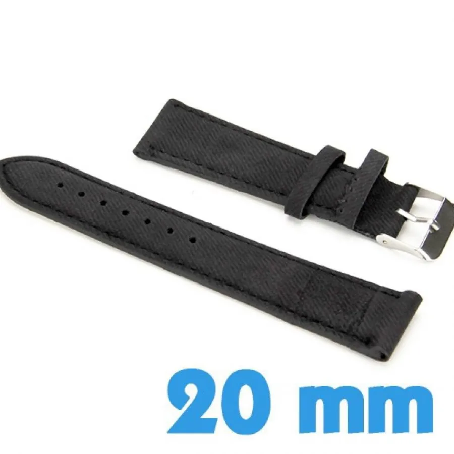 Bracelet Cuir Pour Montre-Bracelet 2 cm pour montre Noir Tissu Jean