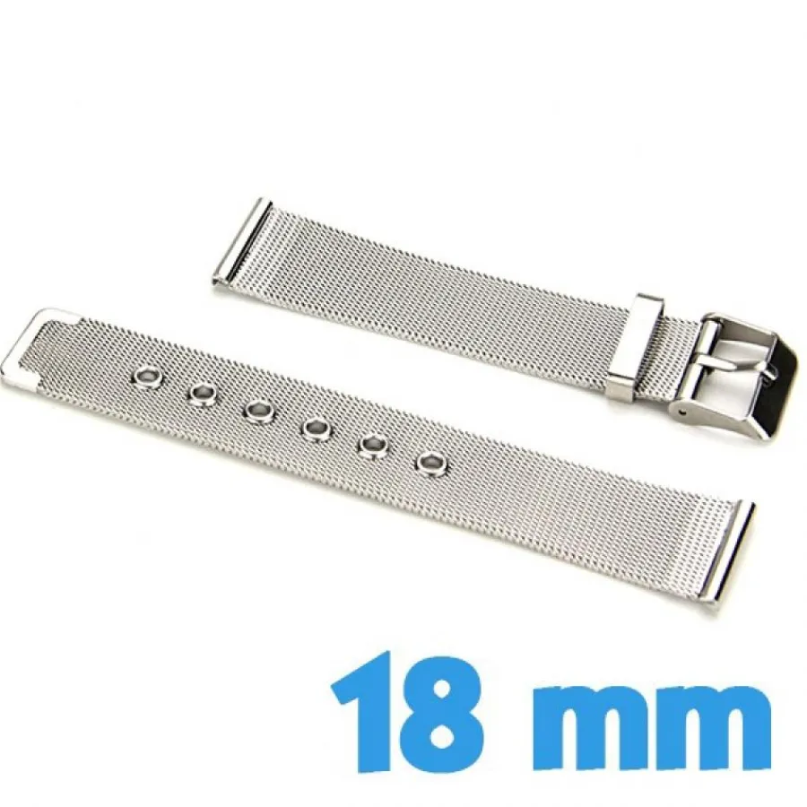 Bracelet Métal|Bracelet Maille Milanaise-Bracelet à maille milanaise de montre 1.8 cm Argenté Acier Inoxydable