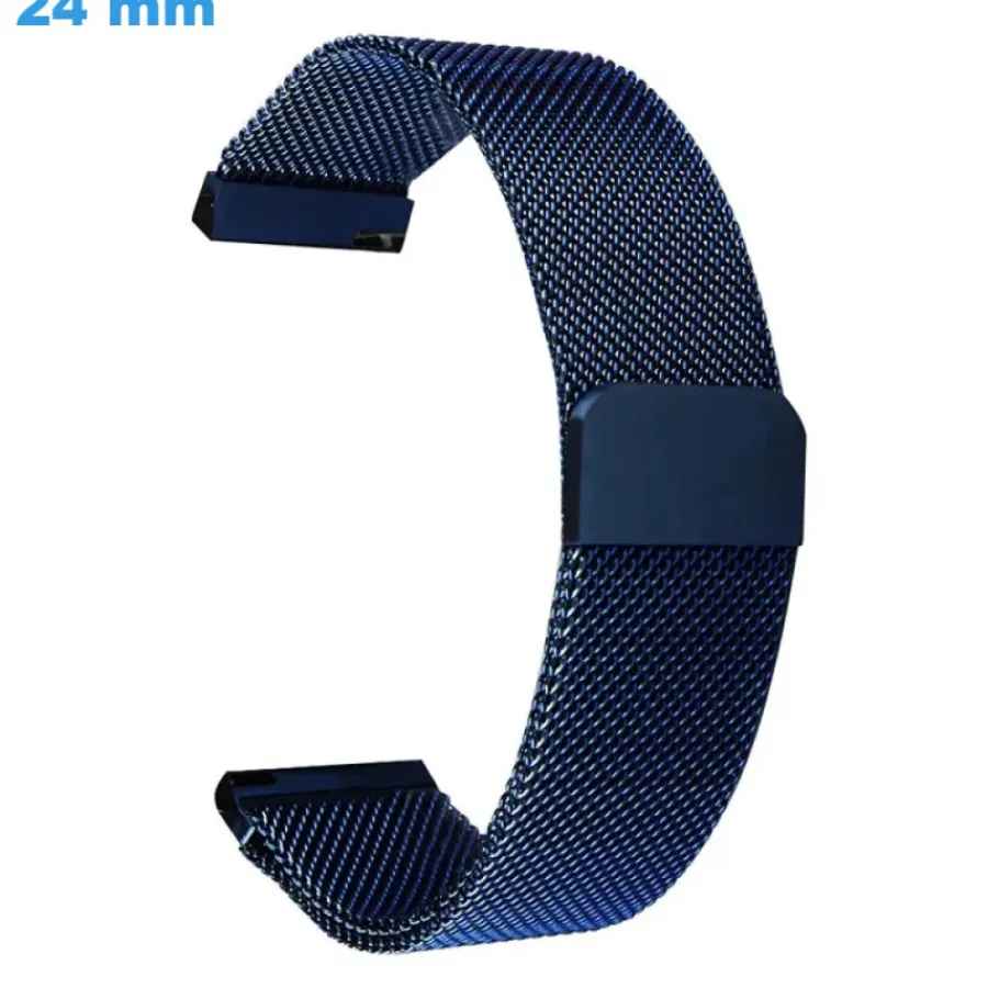 Bracelet Métal-Bracelet 24 mm Acier Inoxydable Magnétique pour montre Bleu