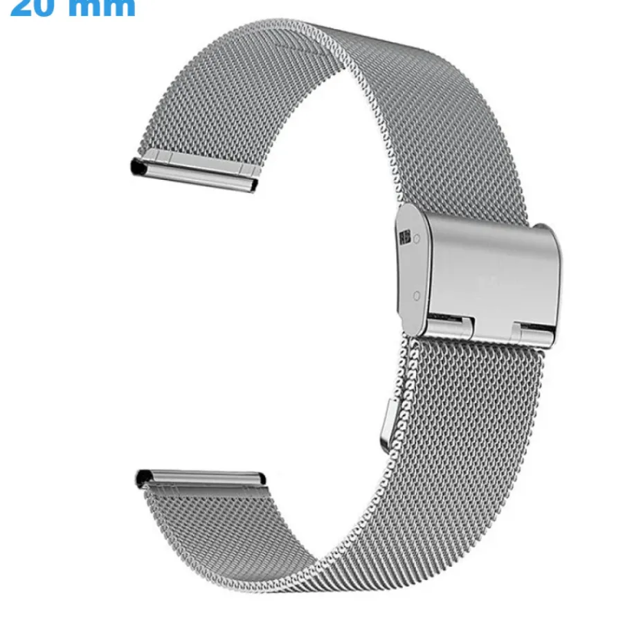 Bracelet Métal-Bracelet 20 mm Acier inoxydable montre Argenté