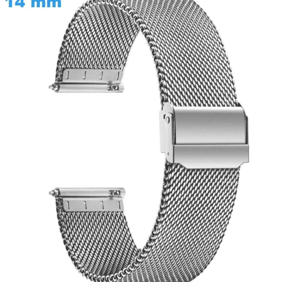 Bracelet Métal-Bracelet 14 mm Acier Inoxydable pour montre Argenté Coulissant