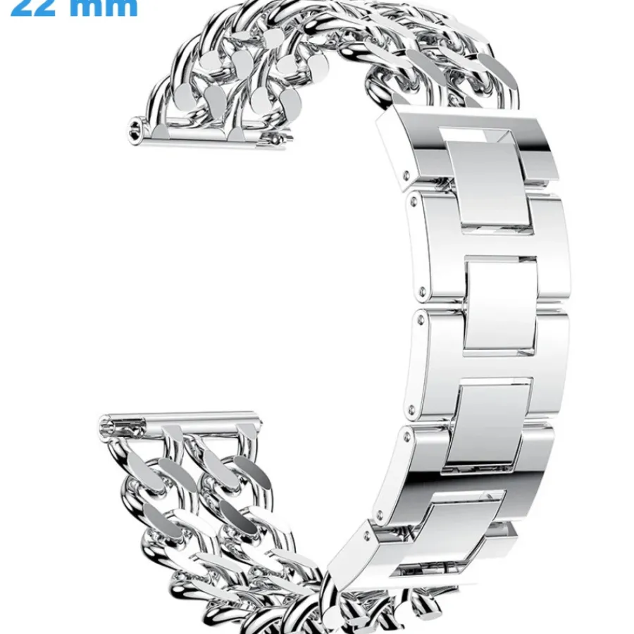 Bracelet Métal-Bracelet 22 mm Acier inoxydable Argenté de montre fermoir Clip