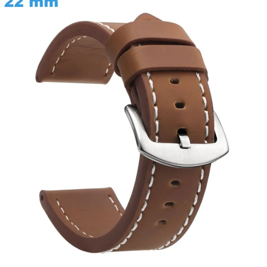 Bracelet Cuir Pour Montre-Bracelet 22 mm Cuir PU fermoir Ardillon montre Brun