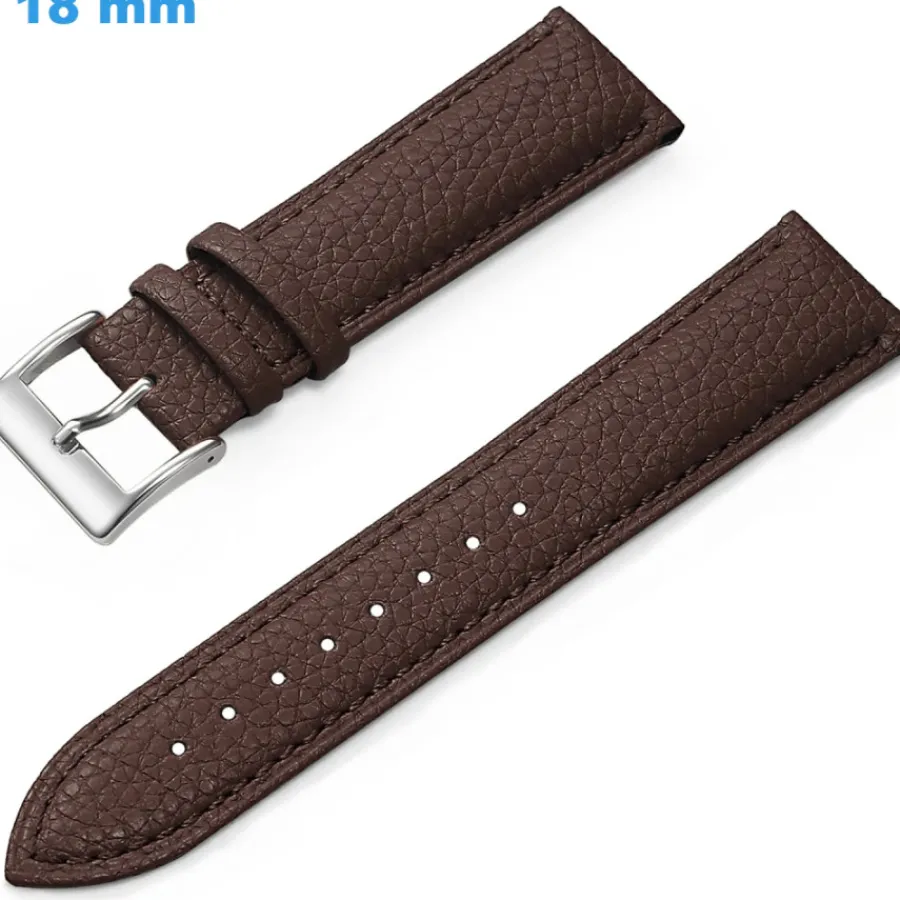 Bracelet Cuir Pour Montre-Bracelet 18 mm Cuir véritable de montre Brun boucle Ardillon