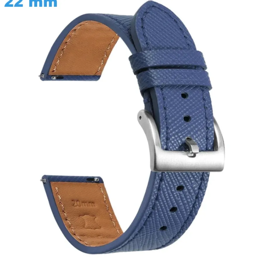 Bracelet Cuir Pour Montre-Bracelet 22 mm Cuir véritable Bleu pour montre Ardillon