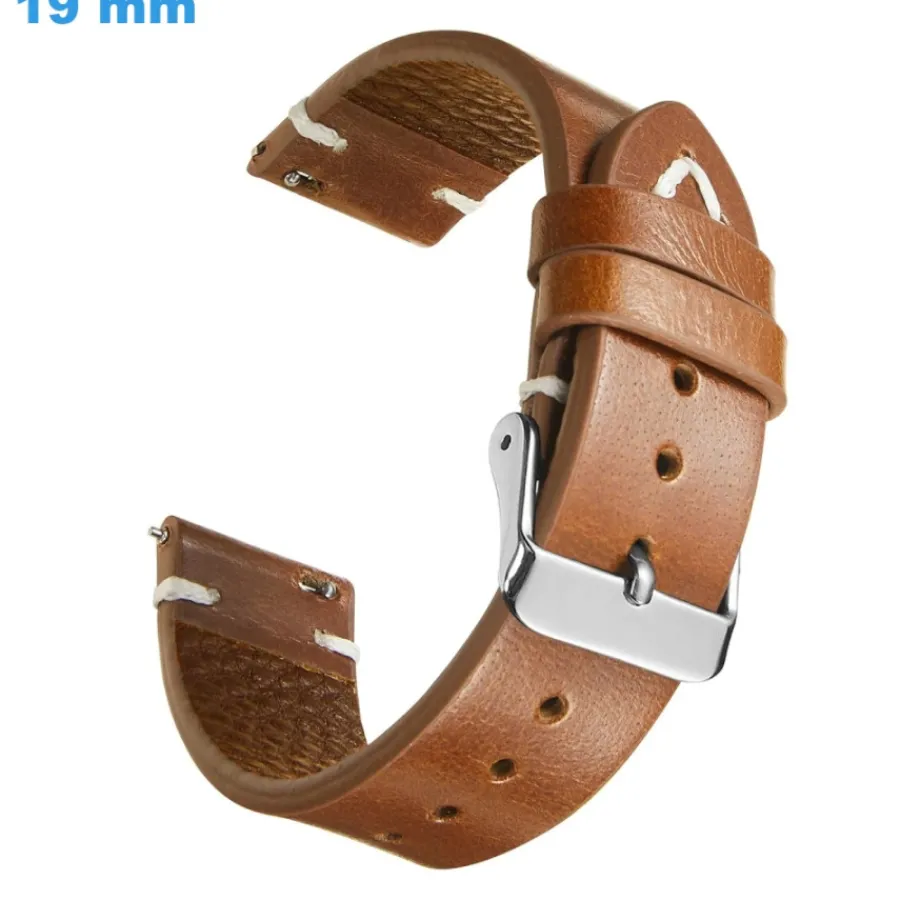 Bracelet Cuir Pour Montre-Bracelet 19 mm Cuir véritable pour montre Brun Ardillon