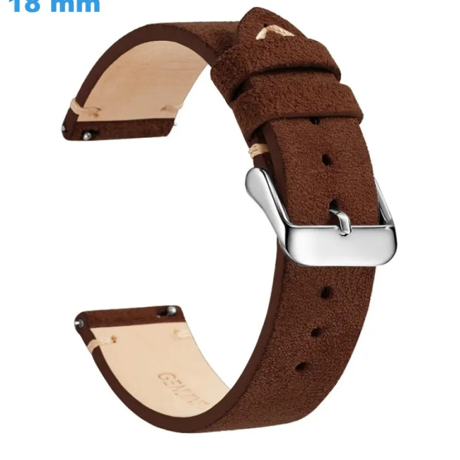 Bracelet Cuir Pour Montre-Bracelet 18 mm Cuir véritable boucle Ardillon montre Café