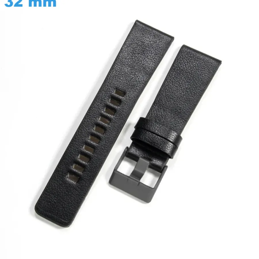 Bracelet Cuir Pour Montre-Bracelet 32 mm Cuir véritable de montre Noir