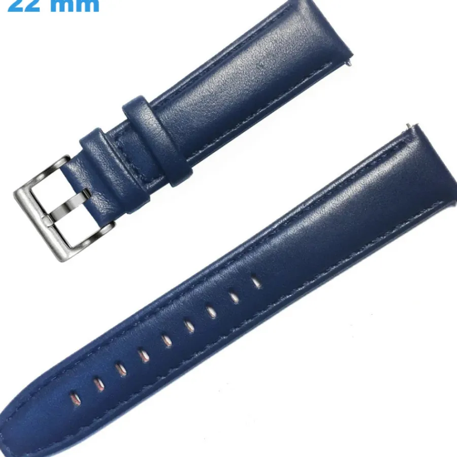 Bracelet Cuir Pour Montre-Bracelet 22 mm Cuir véritable de montre Bleu Ardillon