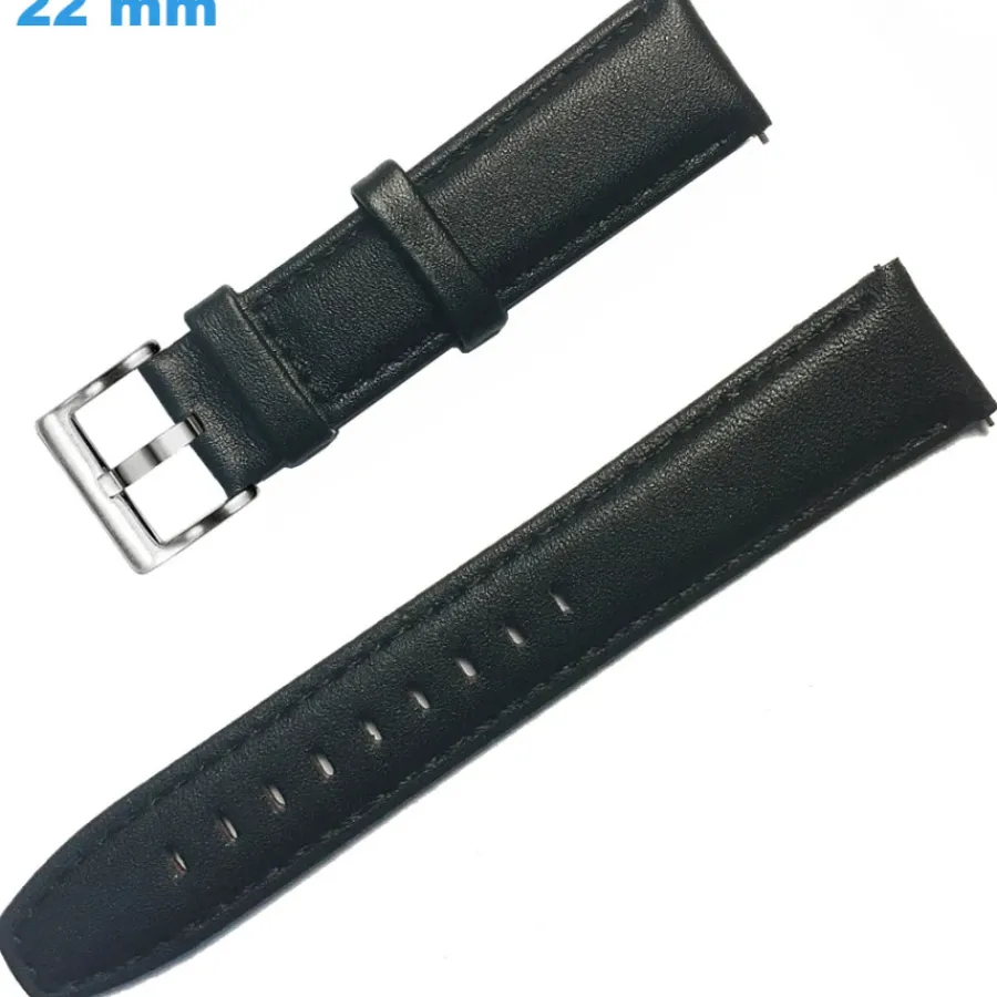 Bracelet Cuir Pour Montre-Bracelet 22 mm Cuir véritable boucle Ardillon de montre Noir