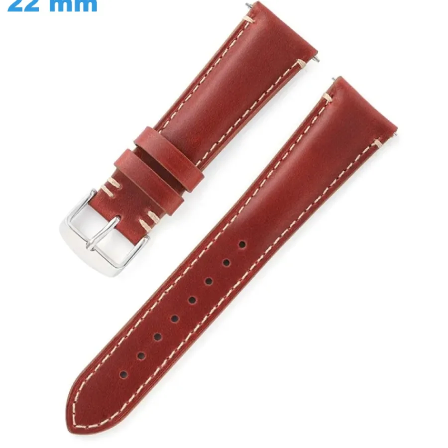 Bracelet Cuir Pour Montre-Bracelet 22 mm Cuir véritable Brun montre boucle Ardillon