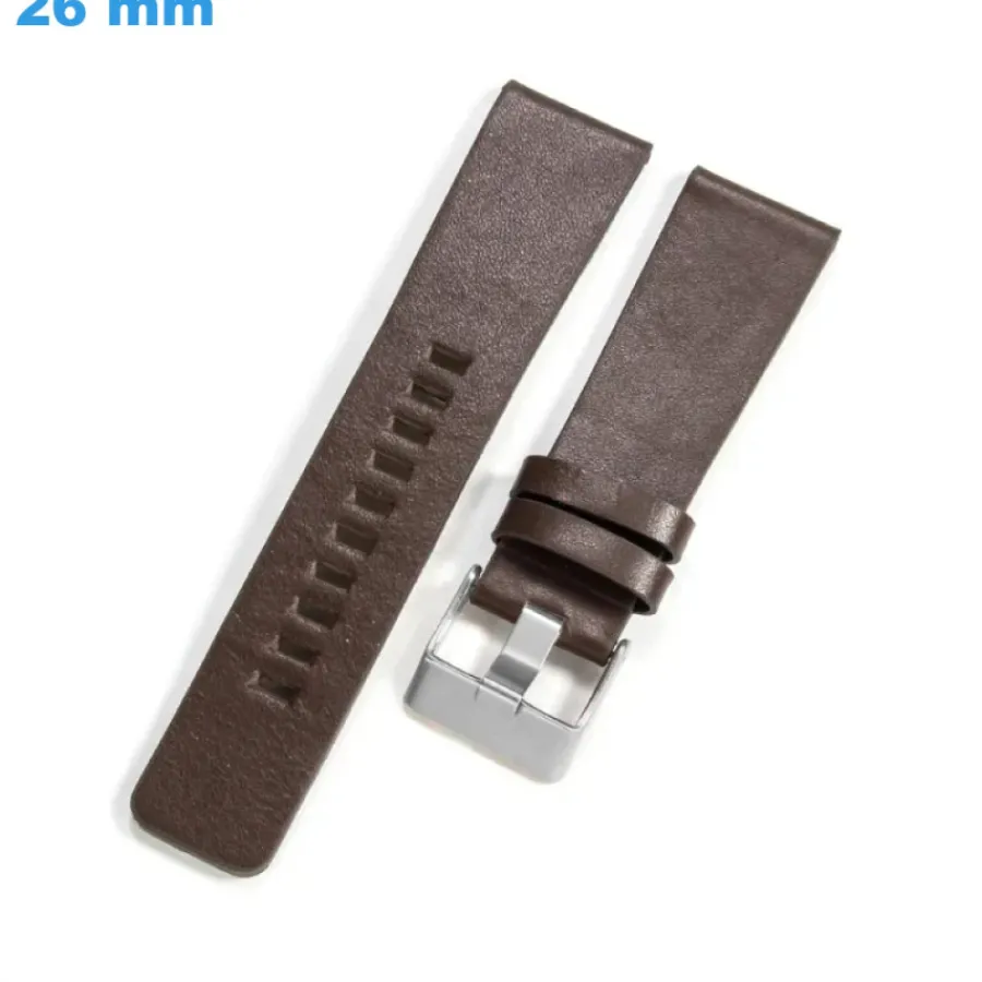 Bracelet Cuir Pour Montre-Bracelet 26 mm Cuir véritable boucle Ardillon de montre Brun