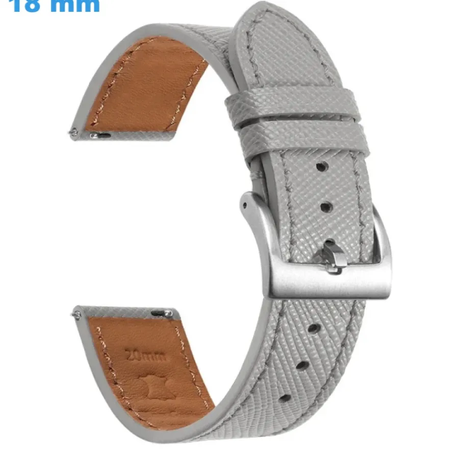 Bracelet Cuir Pour Montre-Bracelet 18 mm Cuir véritable Gris pour montre