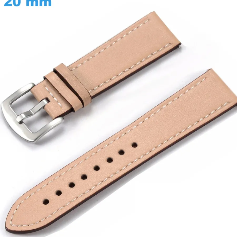 Bracelet Cuir Pour Montre-Bracelet 20 mm Cuir véritable Beige pour montre fermoir Ardillon