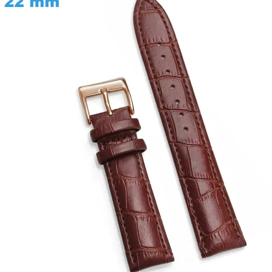 Bracelet Cuir Pour Montre-Bracelet 22 mm Cuir véritable Brun pour montre