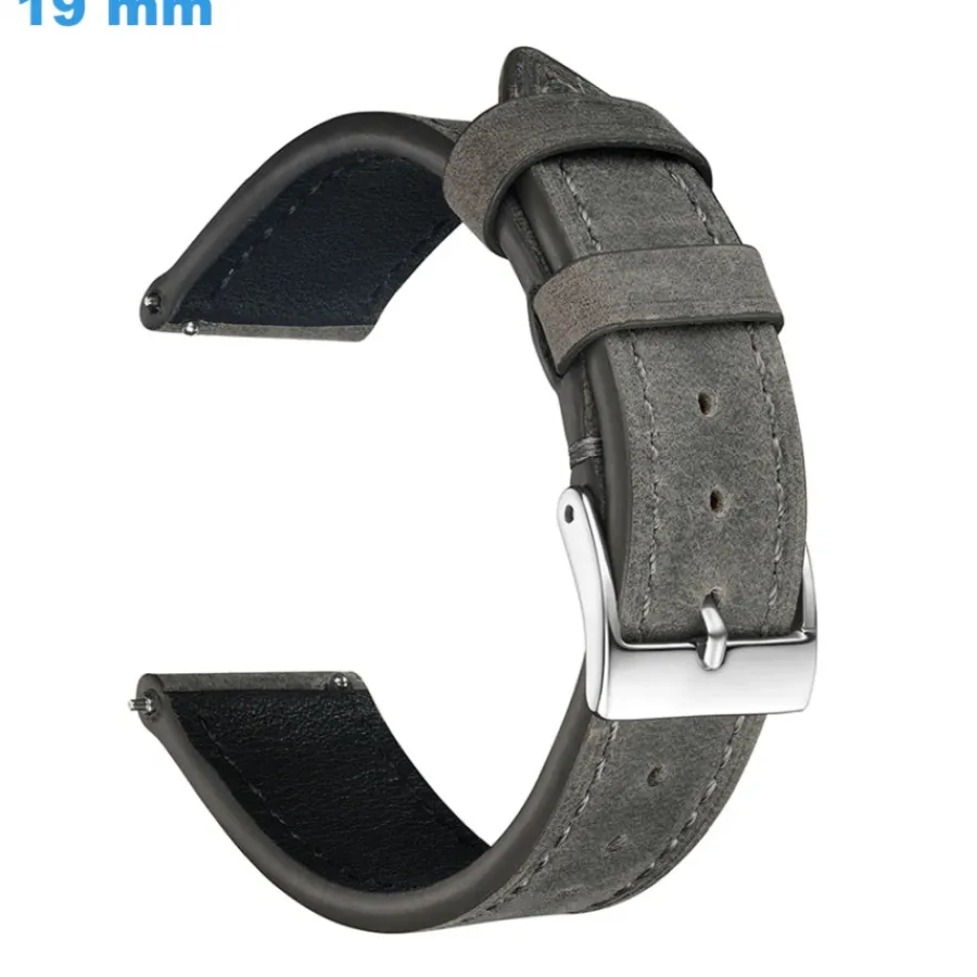 Bracelet Cuir Pour Montre-Bracelet 19 mm Cuir véritable montre Gris