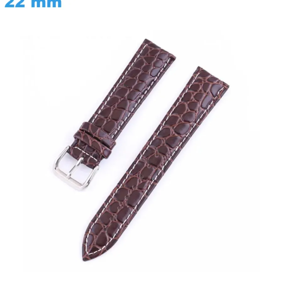 Bracelet Cuir Pour Montre-Bracelet 22 mm Cuir véritable Brun pour montre boucle Ardillon
