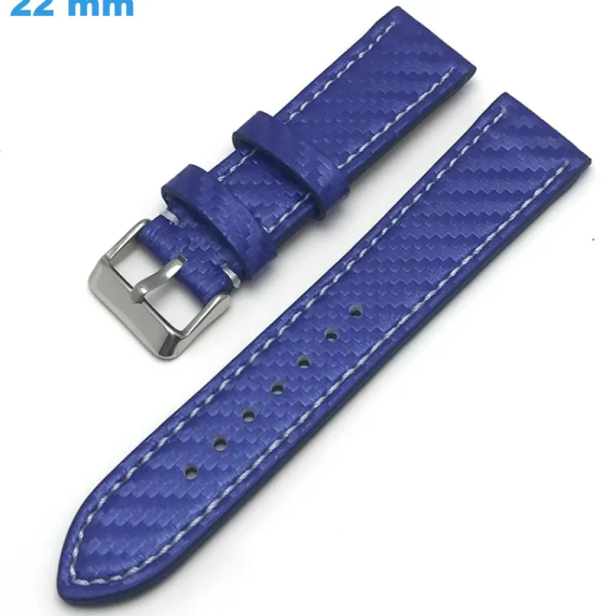 Bracelet Cuir Pour Montre-Bracelet 22 mm Cuir véritable Bleu montre Ardillon
