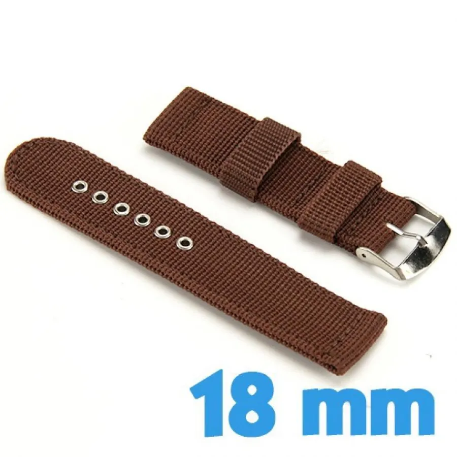 Bracelet Tissu-Bracelet 18 mm de montre Marron Nylon