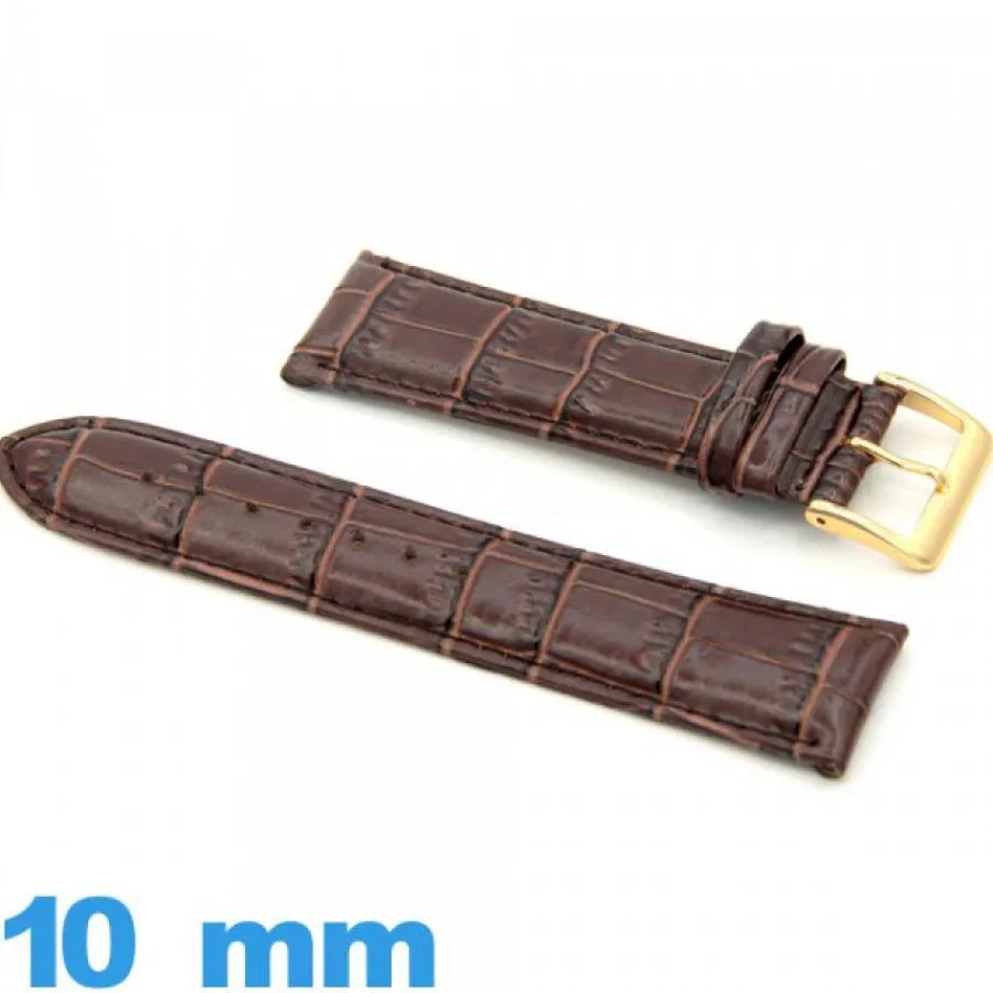 Bracelet Cuir Pour Montre-Bracelet 10 mm de montre Rembourré cuir Crocodile