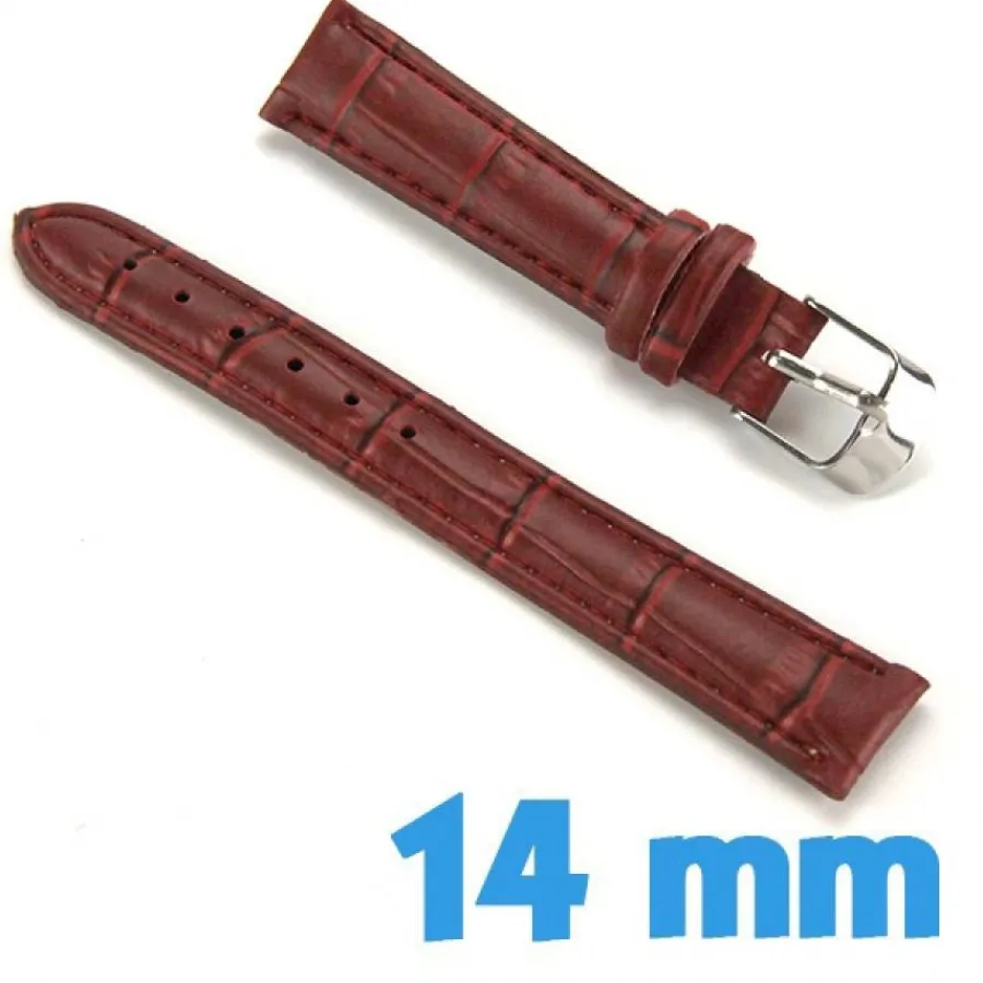 Bracelet Cuir Pour Montre-Bracelet 14 mm de montre Rouge Cuir Synthétique croco