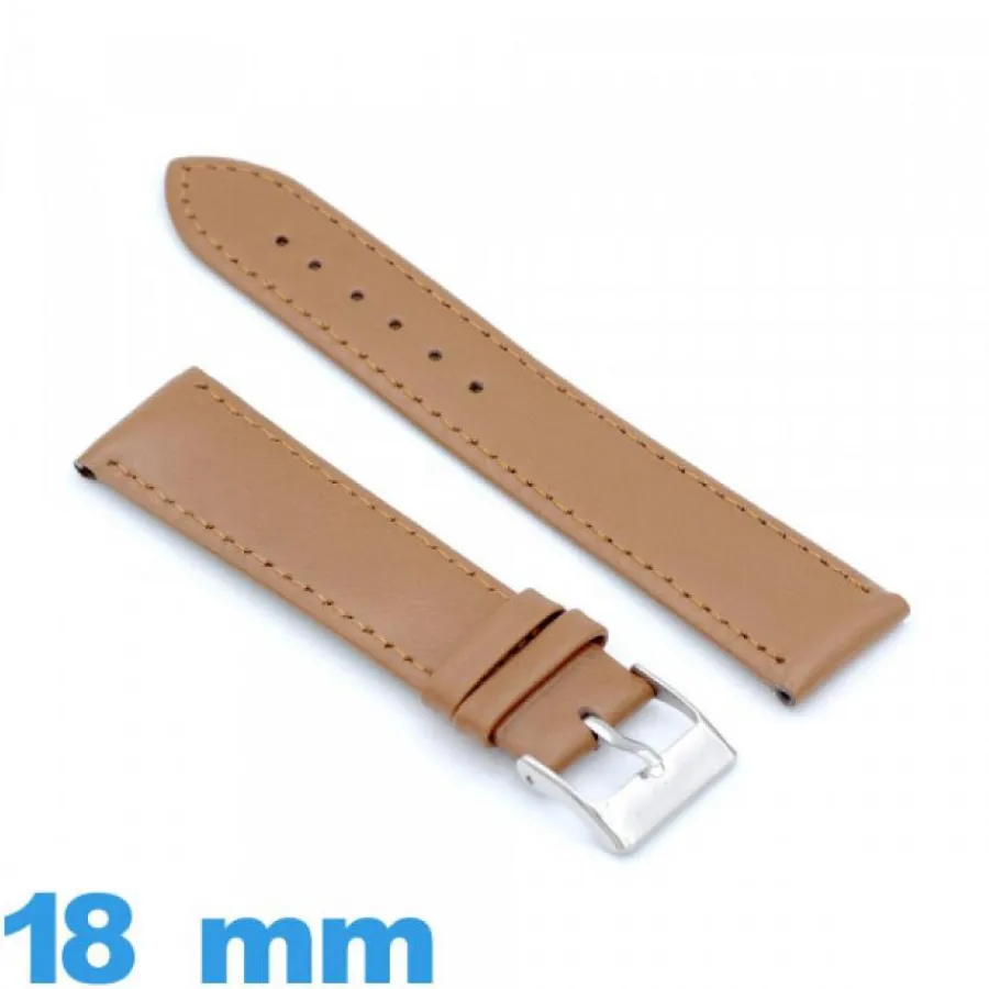 Bracelet Cuir Pour Montre-Bracelet 18 mm marron pour montre Cuir véritable de veau lisse