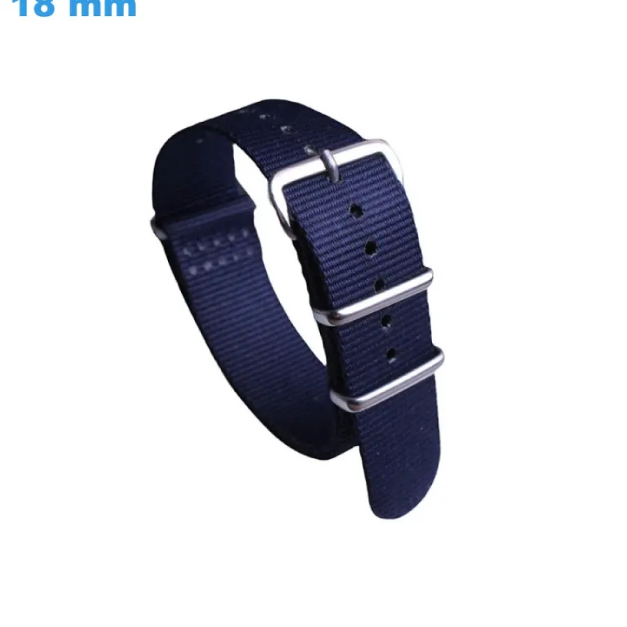 Bracelet Tissu-Bracelet 18 mm Nylon Bleu montre Ardillon