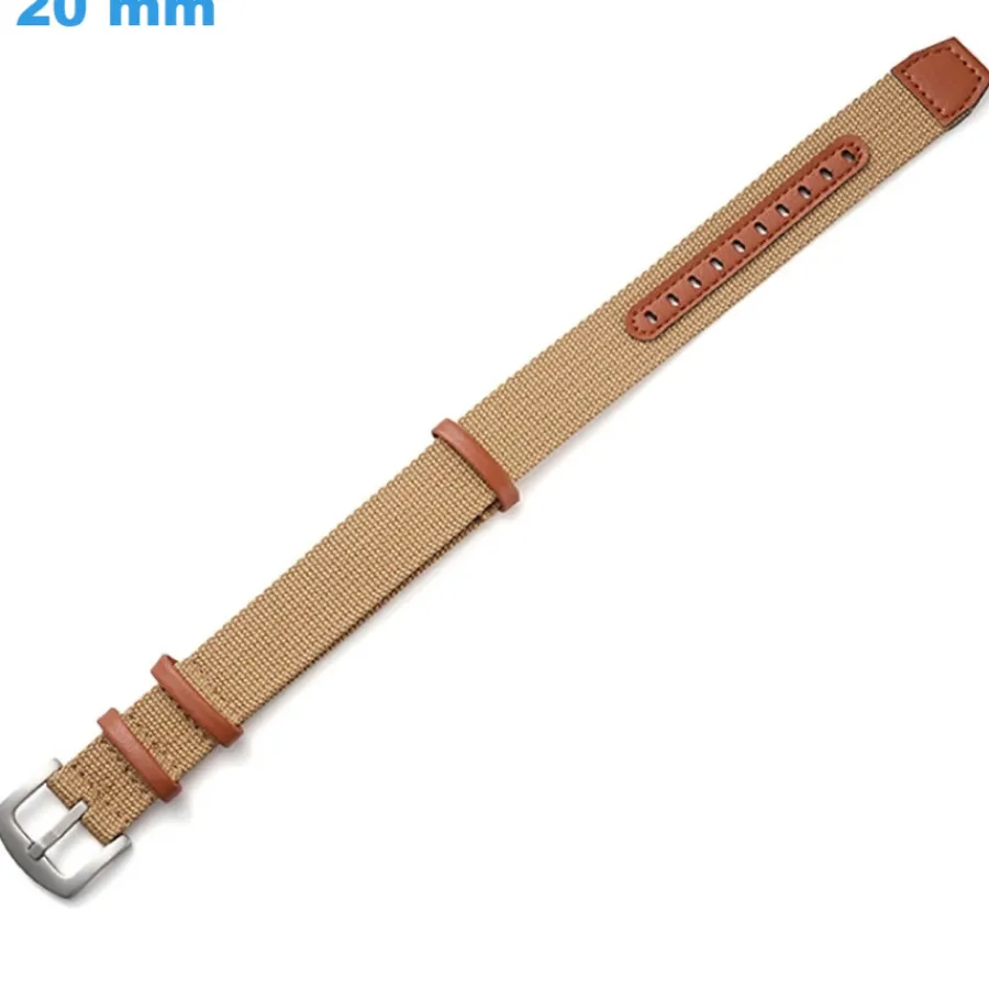 Bracelet Tissu-Bracelet 20 mm Nylon boucle Ardillon de montre Brun