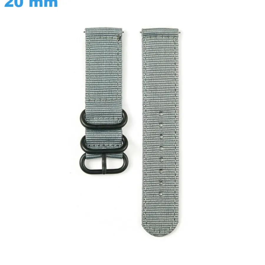 Bracelet Tissu-Bracelet 20 mm Nylon Gris pour montre boucle Ardillon