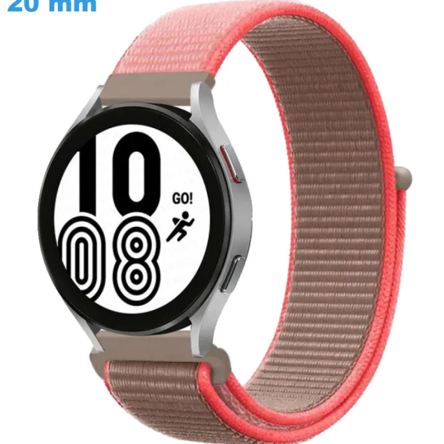 Bracelet Tissu-Bracelet 20 mm Nylon montre Rose et Beige fermoir Velcro