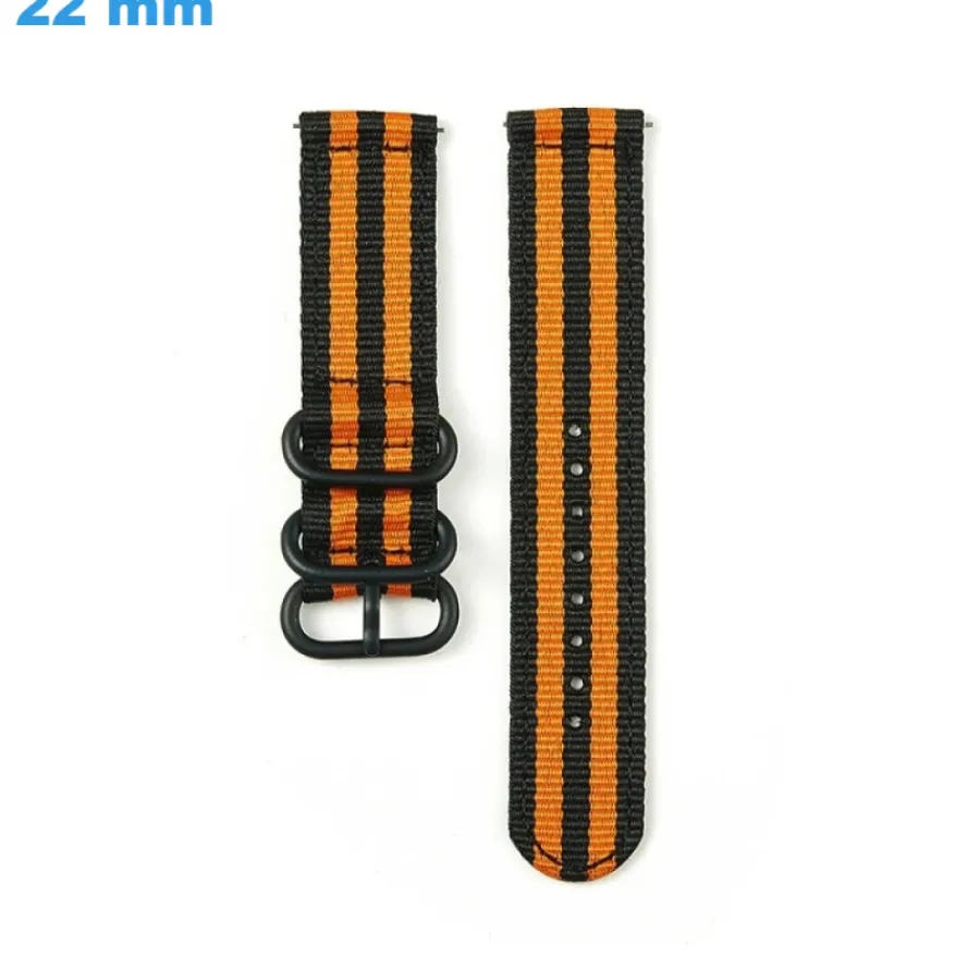 Bracelet Tissu-Bracelet 22 mm Nylon Orange et Noir montre boucle Ardillon