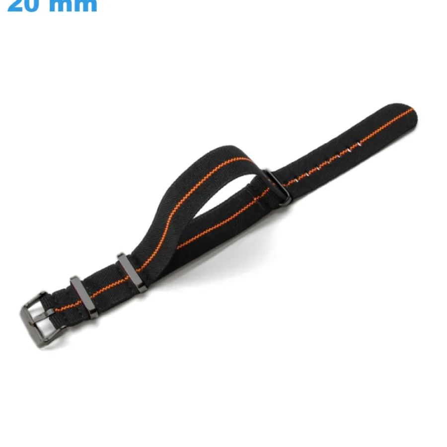 Bracelet Tissu-Bracelet 20 mm Nylon pour montre Noir fermoir Ardillon