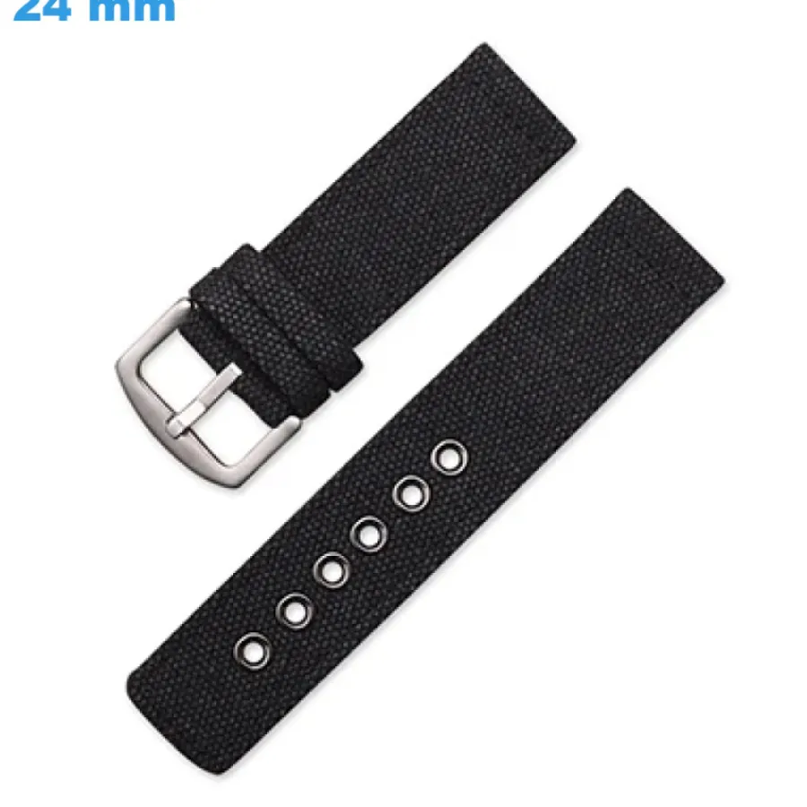 Bracelet Tissu-Bracelet 24 mm Nylon pour montre Noir Ardillon