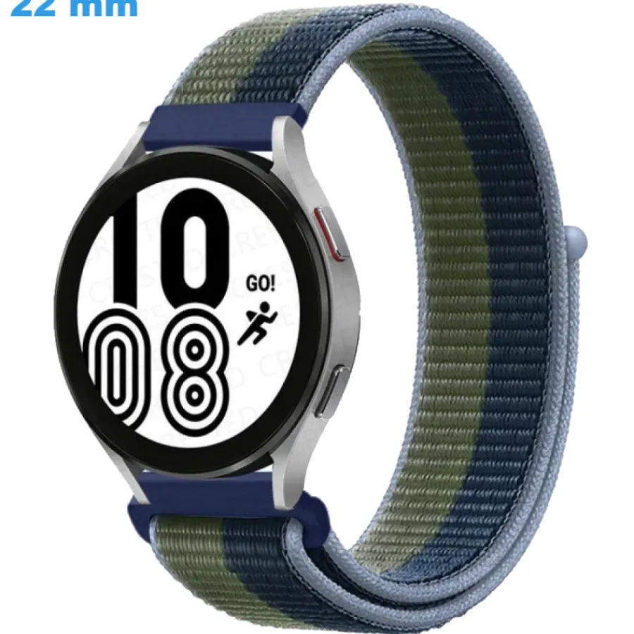 Bracelet Tissu-Bracelet 22 mm Nylon Vert et Bleu montre
