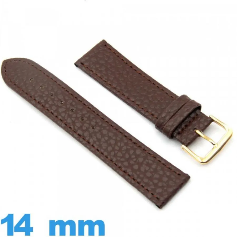 Bracelet Cuir Pour Montre-Bracelet 14 mm pour montre brun foncé Faux cuir