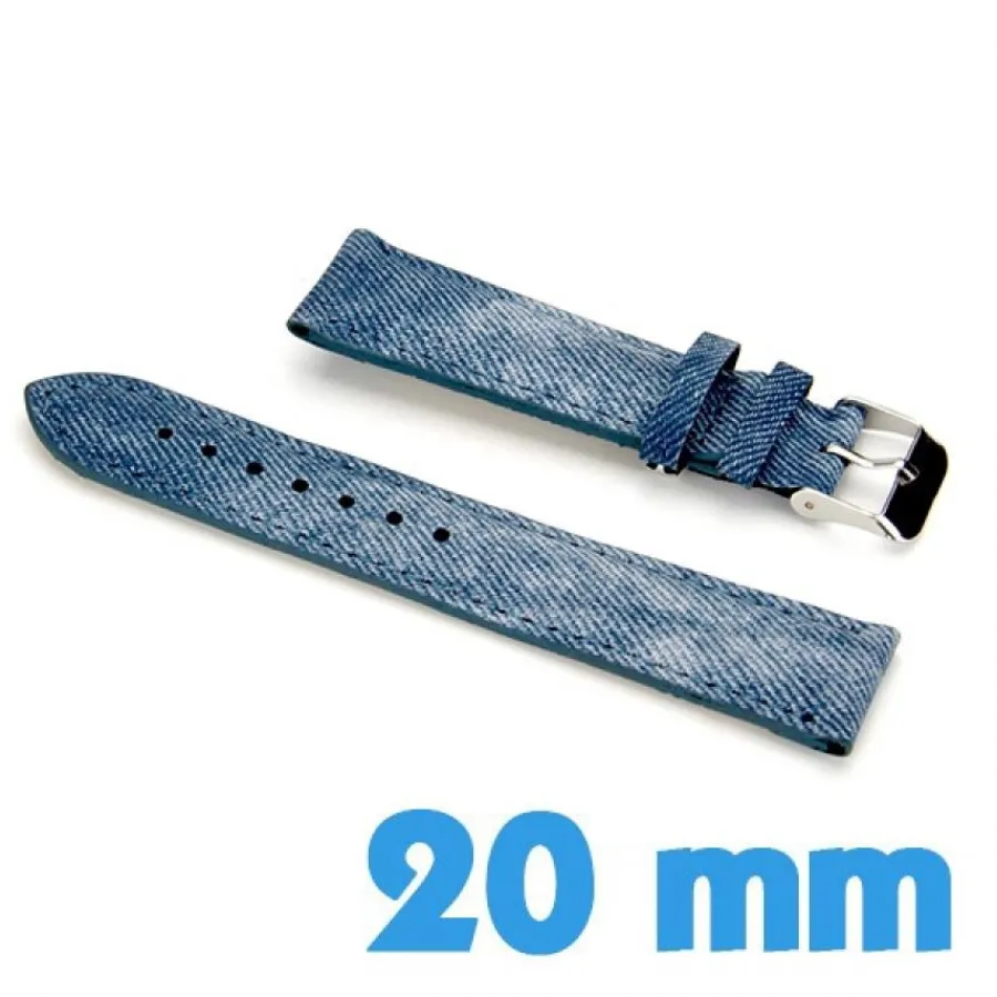 Bracelet Cuir Pour Montre-Bracelet 20 mm pour montre Bleu Cuir Synthétique