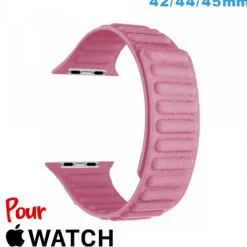 Accessoire Apple Watch-Bracelet 42 mm Rose montre pour Apple Watch Cuir Micro Fibre