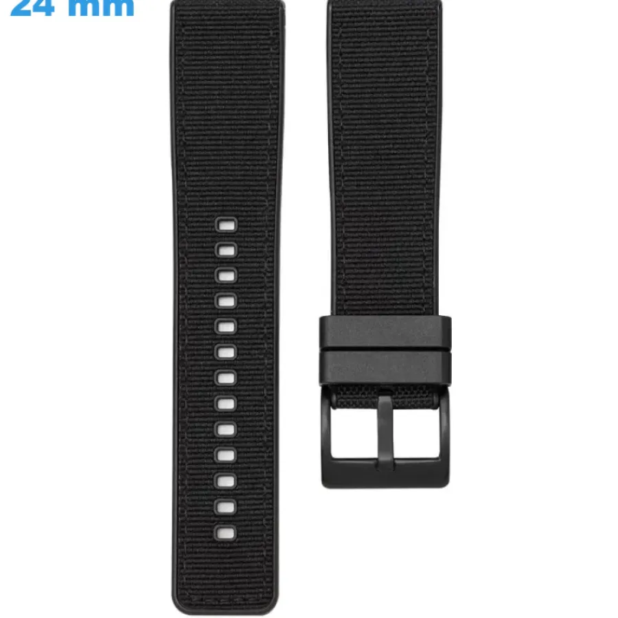 Bracelet Silicone-Bracelet 24 mm Silicone Noir pour montre boucle Ardillon