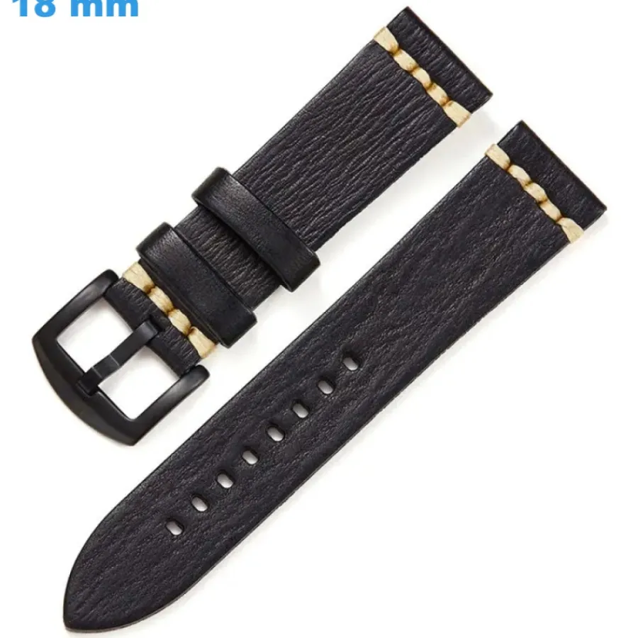 Bracelet Cuir Pour Montre-Bracelet 18 mm Simili cuir de montre Noir