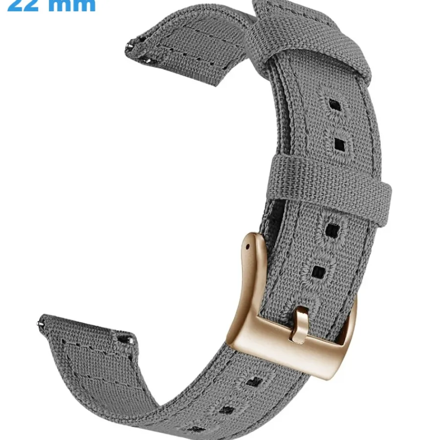 Bracelet Tissu-Bracelet 22 mm Tissu pour montre Gris fermoir Ardillon