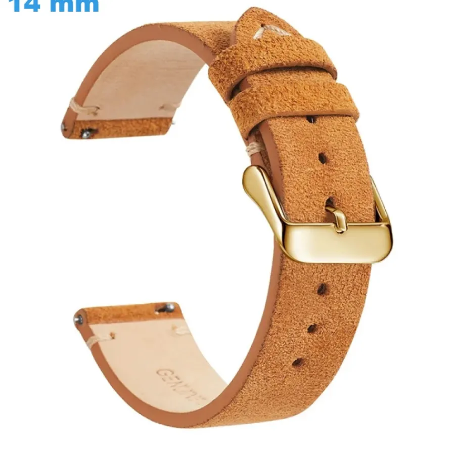 Bracelet Cuir Pour Montre-Bracelet Ardillon 14 mm Cuir véritable Brun de montre