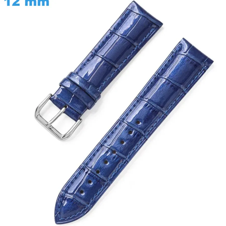 Bracelet Cuir Pour Montre-Bracelet Ardillon 12 mm Cuir véritable Bleu de montre