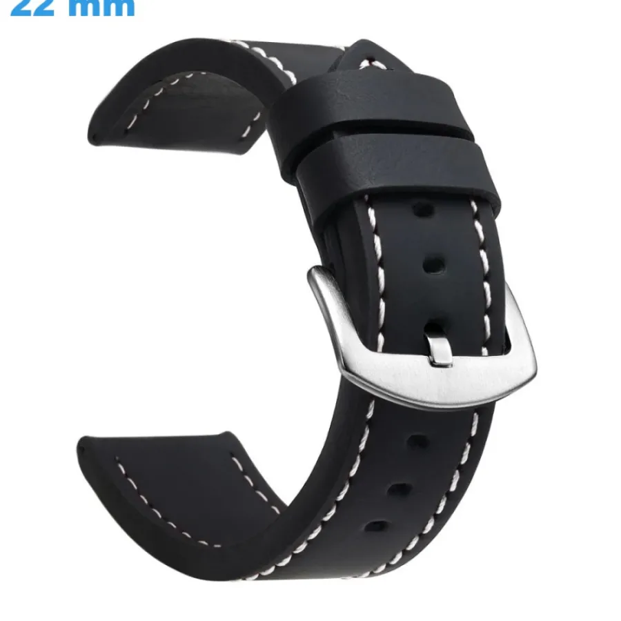 Bracelet Cuir Pour Montre-Bracelet Ardillon 22 mm Simili cuir Noir montre
