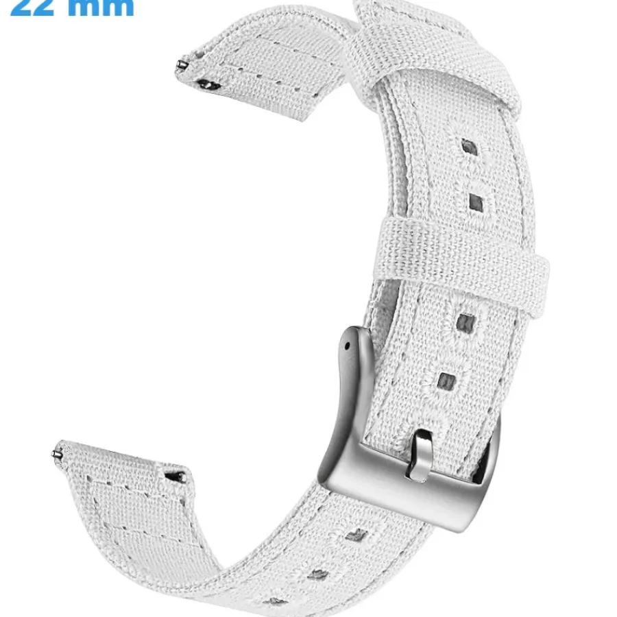 Bracelet Tissu-Bracelet Ardillon 22 mm Tissu Blanc pour montre